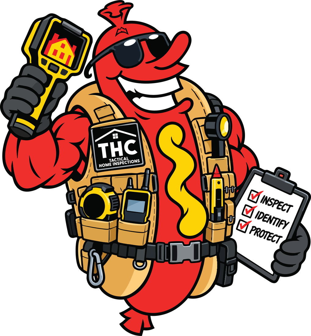 Inspector Johnny — thermal camera, tool vest, and the Inspect, Identify, Protect clipboard
